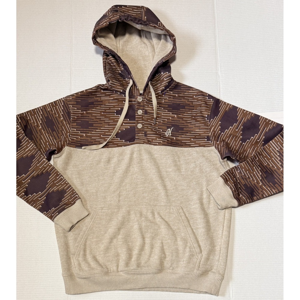 HOOEY - Men's Jimmy Cream Aztec Print Pullover Western Sweater Hoodie‎ - Small